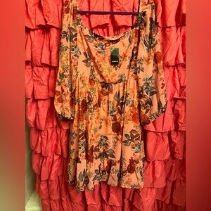 Mini chiffon square neck tiered dress